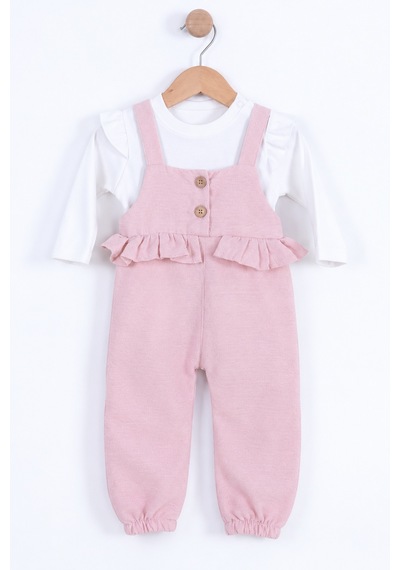 Babyhola Kız Bebek Çocuk Salopet Badi Takım 2338 Pudra