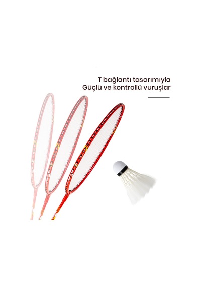 Agnıte F2108 Badminton Raket Seti 2 Raket + 3 Badminton Topu Mavi/kırmızı