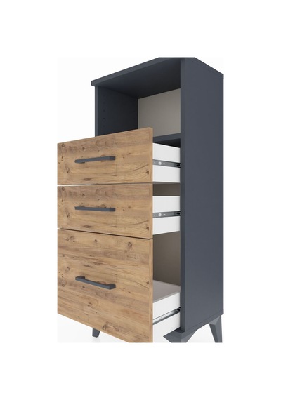 Arges Komodin Tek Raflı 3 Çekmeceli 44x30x106 Antrasit-çam Antrasit