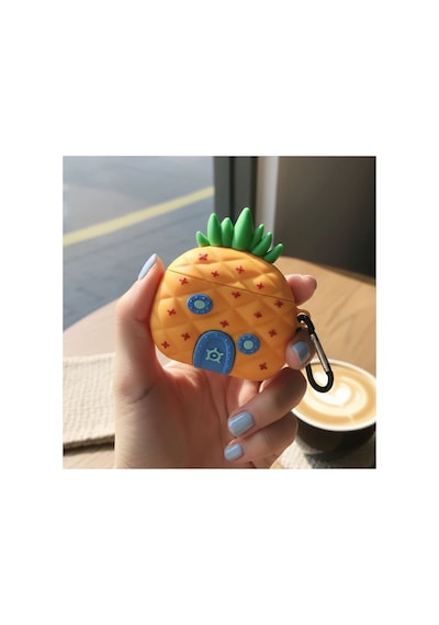 Airpods 4.nesil/anc Kılıf Karakter Figürlü Ananas Ev Turuncu