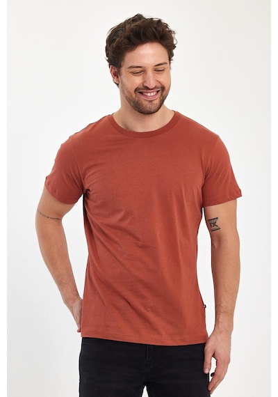 Erkek Sıfır Yaka Tshırt Copper Brown