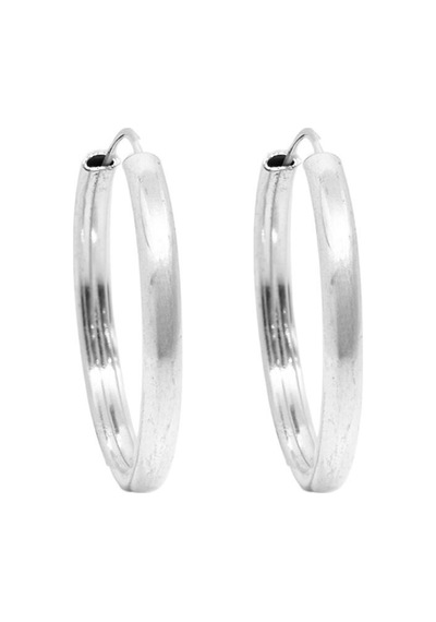 Oya Silver Oval Hatlı Yuvarlak Gümüş Halka Küpe 3x3cm- 3mm Kalınlık 925 Ayar