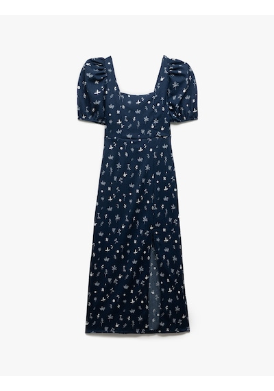 Koton Kısa Balon Kollu Sırtı Bağcıklı Bodycon Çiçekli Yırtmaçlı Midi Elbise Bürümcük Lacivert Desenli 5sal80047ık Lacivert Desenli Koton Kısa Balon Kollu Sırtı Bağcıklı Bodycon Çiçekli Yırtmaçlı Midi Elbise Bürümcük Lacivert Desenli 5sal80047ık Lacivert Desenli