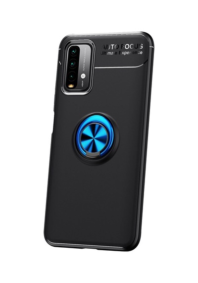 Xiaomi Redmi Note 9 4G Kılıf Yüzüklü Tam Korumalı Silikon Kapak