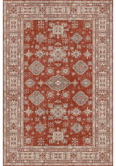 Norm Halı Allure 50-542 Kırmızı Eskitme Halı Etnik Otantik Dokuma Şönil Yıkanabilir Salon Halısı Kırmızı