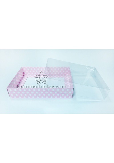 Puantiyeli Pembe Asetat Kutu 10 Adet 19x10x3 Cm