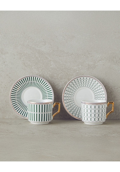 English Home Rabecca New Bone China Kahve Fincan Takımı 4 Parça 2 Kişilik Yeşil