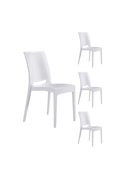 4 Adet Rattan Beyaz Sandalye / Balkon-bahçe-teras Beyaz