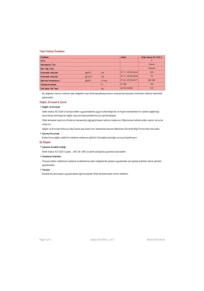 Shell Gadus S2 V220 2 Kova Eski Adı Alvania Ep Lf 2 15 KG