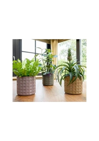Pembe Renkli Seramik Saksı 14x13 Cm -