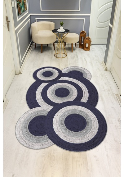 Modern Desenli Lazer Kesim Dijital Baskı Kaymaz Taban Halı H0454 Renkli