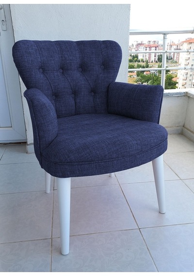Azra Mobilya Berjer-koltuk-berjer Koltuk-balkon Koltuğu -çay Seti Koltuk-keten Mavi Mavi