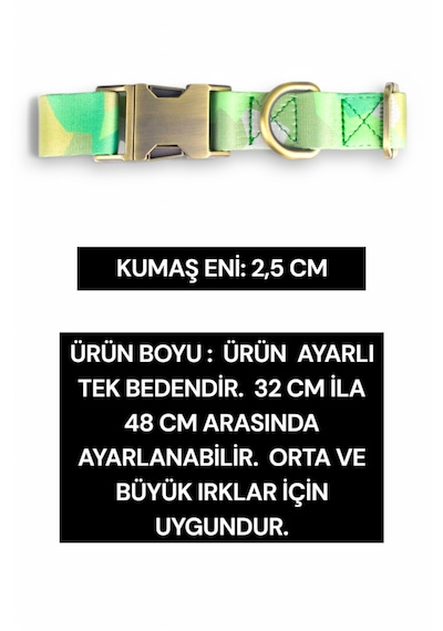 Caramelos İsimli Köpek Tasması, Orta Ve Büyük Irk Köpek Tasması Y Yeşil