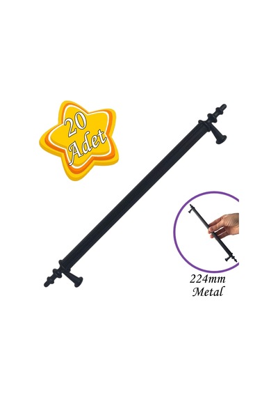 20 Adet Erciyes Kulp Siyah 224 Mm Kulp Mobilya Mutfak Dolabı Çekmece Dolap Kapak Kulpu Kulbu Metal Kulpları