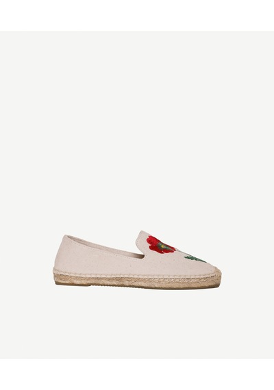 Yargıcı Çiçek Desenli Nakış İşleme Espadril 26ykay4027x 006 Ekru