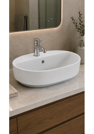 Ideal İ.life O Tezgah Üstü Oval Lavabo 55 Cm White Beyaz