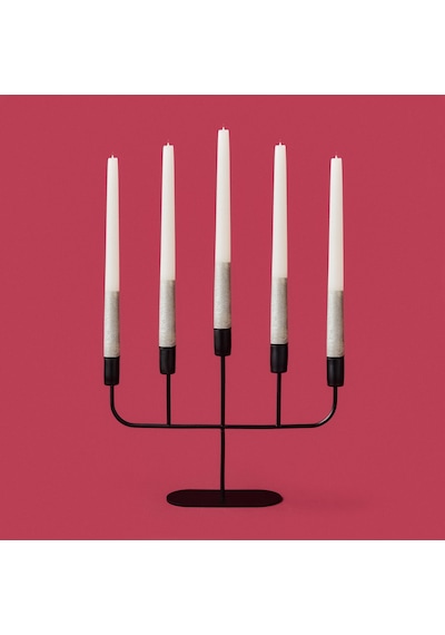 Deco Lucetta Şamdan - Siyah - 23 Cm Renkli