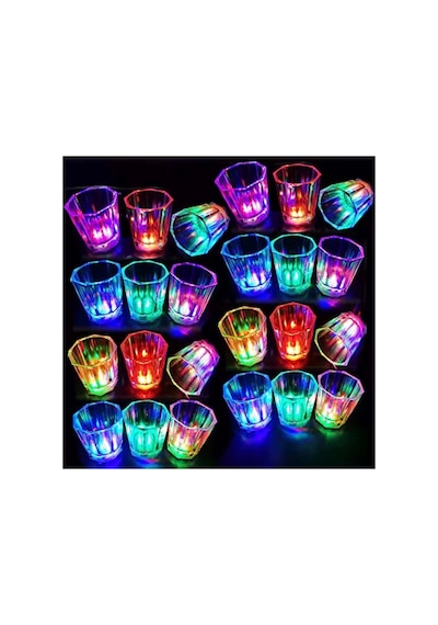 Mey İthalat Renkli Led Parlayan Fiber Optik Glow Işıklı Bardak 5,5 X 5,5 Cm Adet Fiyatıdır Çok Renkli