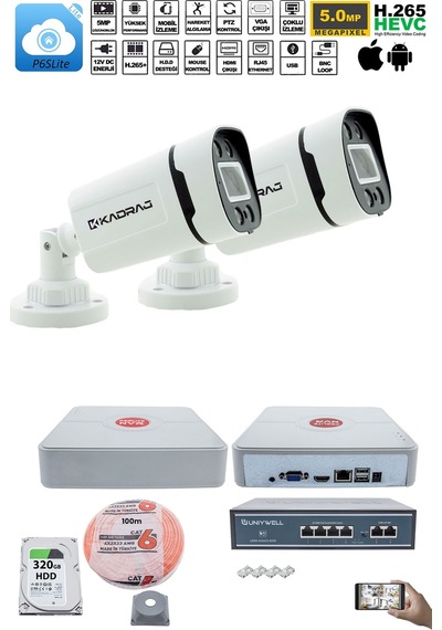 2'li Güvenlik Ip Kamera Seti - 4mp Dış Mekan Kdj-2s-4w-p-ıp-v0