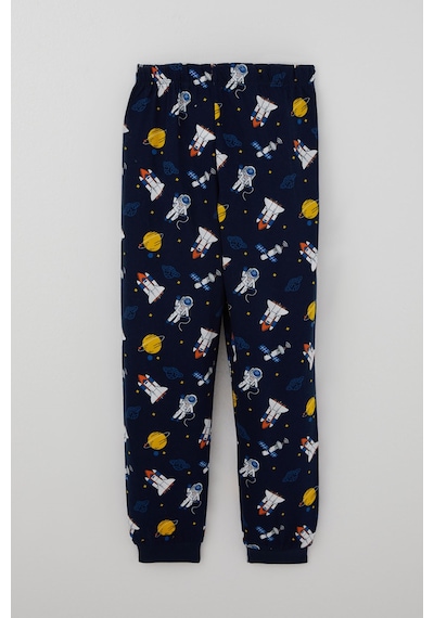 Paty Kıds Erkek Çocuk Pijama Takımı Kısa Kollu Uzay Temalı Astronot Desenli 8-12 Yaş, Lacivert