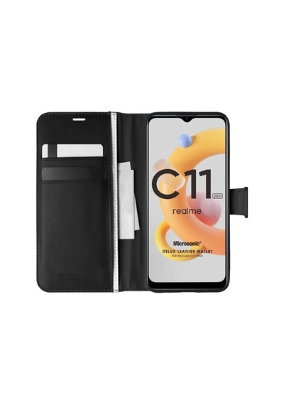 Oppo Realme C11 2021 Kılıf Delux Leather Wallet Siyah Col107450-siyah