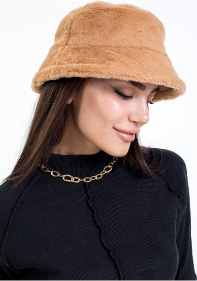 Ladycolor Tavşan Tüyü Peluş Bucket Kova Moda Kadın Kışlık Şapka Kahverengi