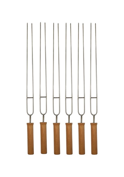Çatal Uçlu Barbekü Mangal Şişi 62 Cm - 6 Adet