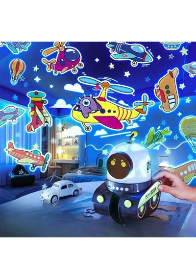 Robot Tasarımlı Projektör Gece Lambası Renkli