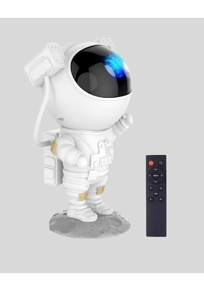 Bluetooth Müzikli Astronot Projeksiyon Lambası Yıldız Ve Ay Efektli Beyaz 59842034
