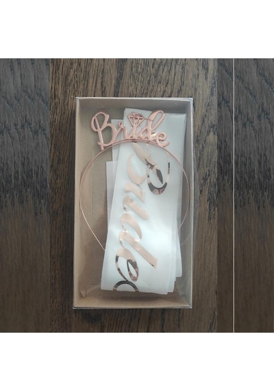 Rose Gold Bride To Be Taç Ve Kuşak Set Model 2