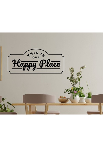 Bk Home Happy Place Tasarımlı Duvar Sticker-1