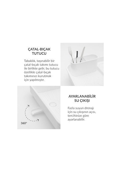 Açılır Kapanır Bulaşıklık Tabaklık, Su Tahliye Oluklu Ve Çatal Bıçak Kurutmalıklı-modern Tasarım Plastik Beyaz Çok renkli