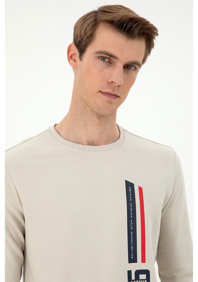U.S. Polo Assn. Erkek Regular Fit Bisiklet Yaka Taş Sweatshirt 50293441-VR049