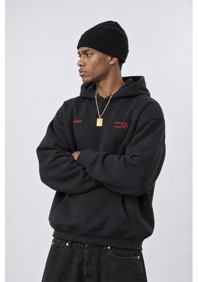 Respire Erkek Notbasic Baskılı Oversize Hoodie Siyah