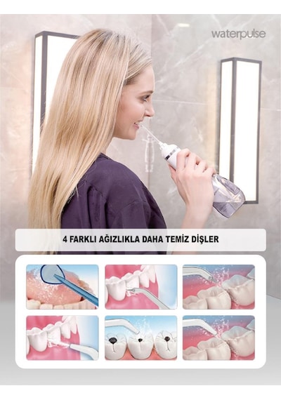 WaterPulse WP-V500-P Flosser Taşınabilir Şarjlı Masajlı Diş Protez Bakım ve Ağız Duşu