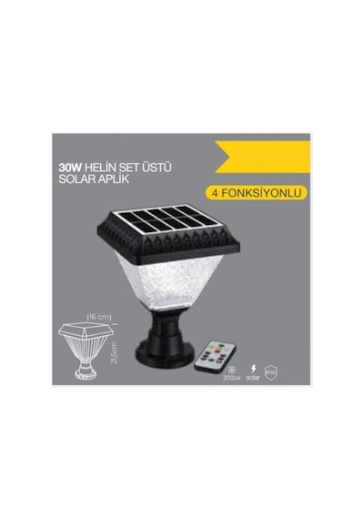 Set Üstü Solar 30w Armatür Kumandalı Su Geçirmez 3 Renk Modlu