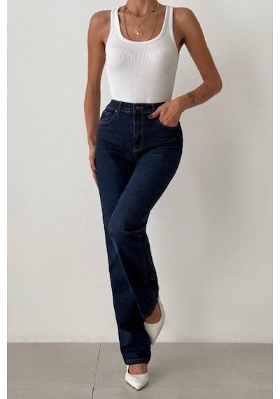Lacarino 7817 Lady Xl Kadın Jean Pantolon Dark Blue