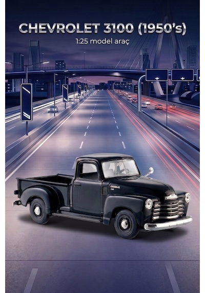 Maisto Lisanslı 1950 Chevrolet 3100 Pickup Kapıları Açılan - 1:25 Ölçekli Metal Oyuncak Model Araba