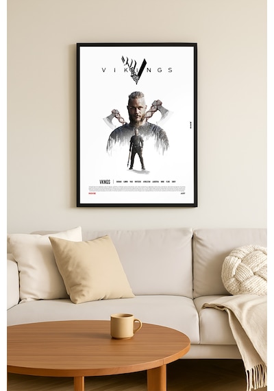 Vikings Siyah Ahşap Çerçeveli Poster, Dizi Duvar Tablosu
