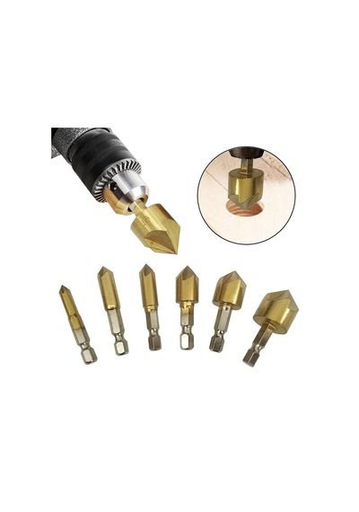 6 Adet Pah Havşa Pah Matkap Ucu 1/4 "hex Shank 90 Derece Ahşap Pa
