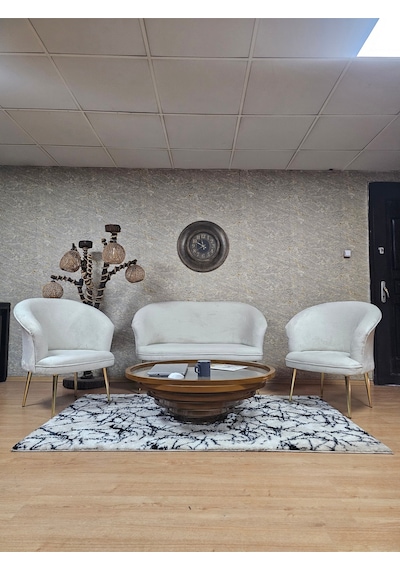 Zafir Teddy Takım Gold Kaplama Sivriltme Ayak Çay Seti Koltuk - Berjer , Balkon, Salon, Ofis Krem Zafir Teddy Takım Gold Kaplama Sivriltme Ayak Çay Seti Koltuk - Berjer , Balkon, Salon, Ofis Krem