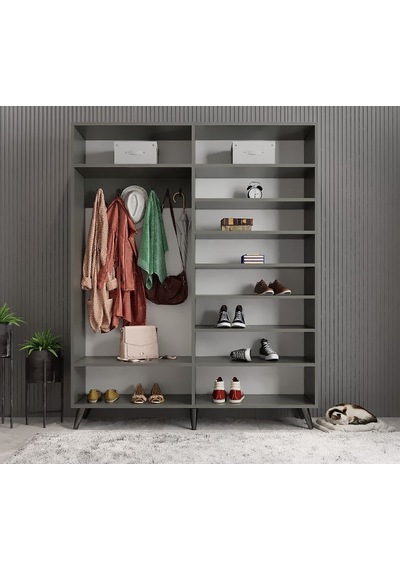Açelya Portmanto Vestiyer Ayakkabılık Füme-montaj Dahil M2 160 Cm