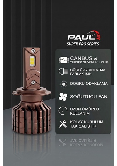 Paul Süper Pro H7 24.000 Lümen Güç Şimşek Etkili Odaklı Ufuk Çizgili Csp Led