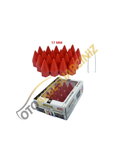 A Kalite Mefsa Bijon Kapağı Sivri 17 Mm Kırmızı 20 Li Set