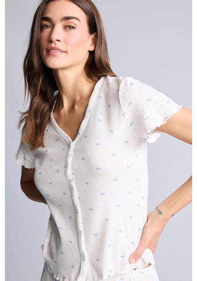 Defacto Desenli Pijama Üstü G4624ax26smer98 Ekru-er98