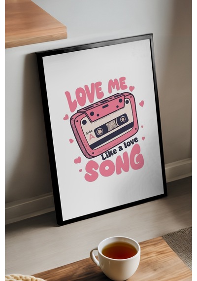 Love Me Song Next Doğal Ahşap Çerçeveli Poster, Dekoratif Radyo Duvar Tablosu