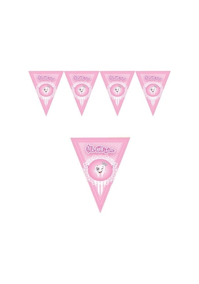 İlk Dişim Diş Buğdayı Pembe Üçgen Flama
