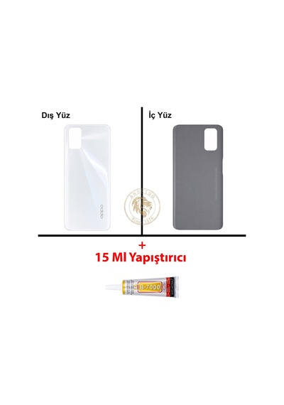 Oppo A72 Beyaz Uyumlu Arka Kapak + B7000 Yapıştırıcı Arka Cam Batarya Pil Kapağı Lazer Kesim Çok Renkli