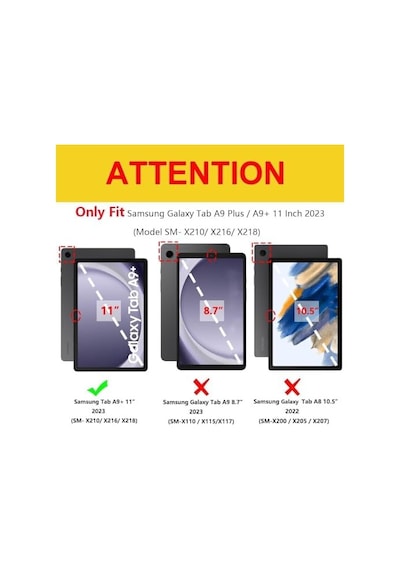 Galaxy Uyumlu Tab A9 Plus X210 360 Derece Döner Yatay Ve Dikey Standlı Tablet Kılıfı Siyah