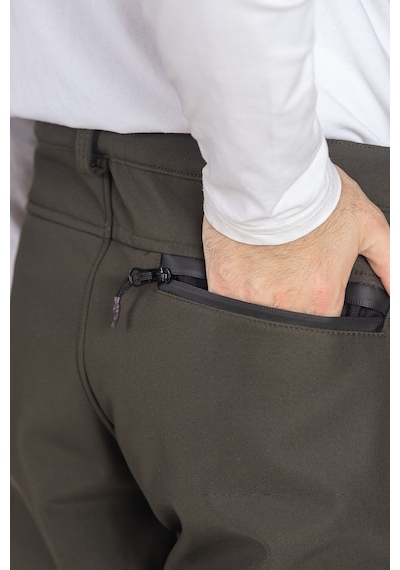 Vatan Tekstil İçi Polarlı Kışlık İthal Softshell Rüzgar Geçirmez Su İtici Kumaş Erkek Pantolon Haki